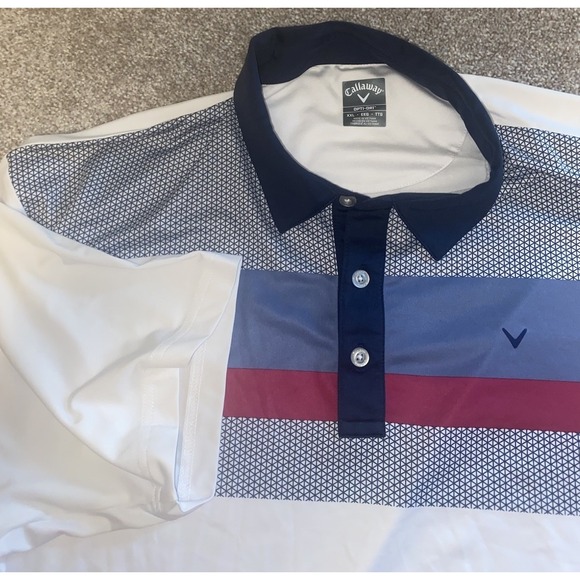 Callaway Other - Callaway Opti-Dri Polo Color Block Striped‎ Men's XXL Stretch Performance Golf